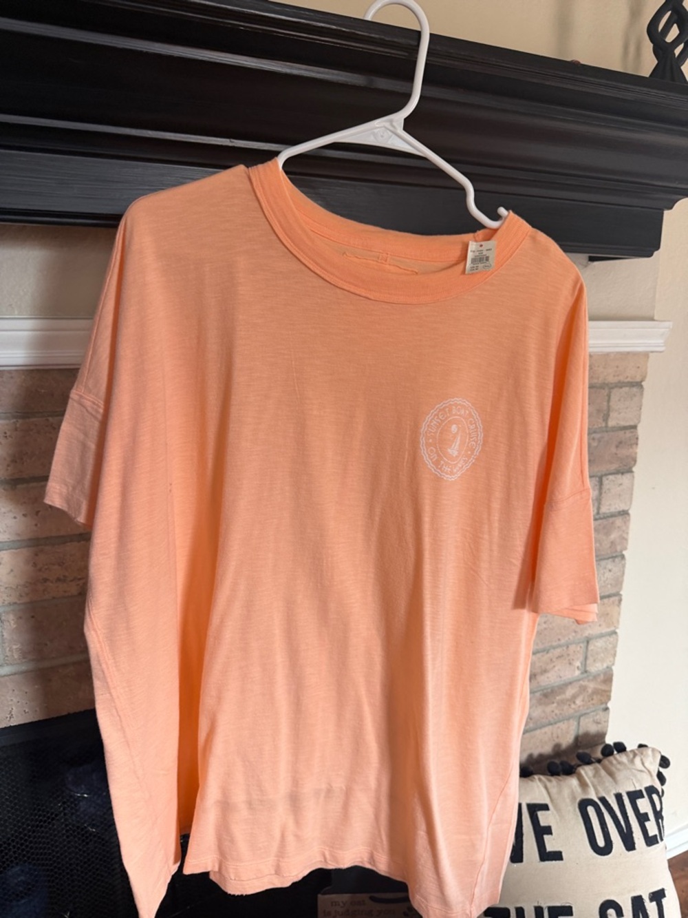 Aerie Oversized Boyfriend T - peach color with white graphic on front only